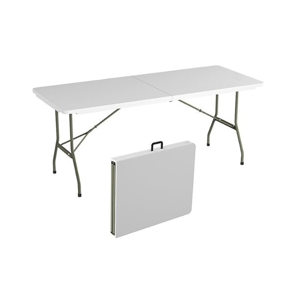 Hastings Home - 6' Indoor/Outdoor Table for Dining, Buffets, Crafts and Playing Cards Folding Table - White